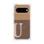 プレミアムスクエアケース with Pixelsnap［ オリジナル - initial two tone - U brown ］