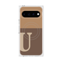 プレミアムスクエアケース with Pixelsnap［ オリジナル - initial two tone - U brown ］