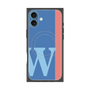 プレミアムスクエアケース with MagSafe［ オリジナル - initial color line - W blue ］