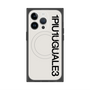 プレミアムスクエアケース with MagSafe［ 1PIU1UGUALE3 - ロゴ vertical - ホワイト ］