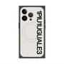 プレミアムスクエアケース with MagSafe［ 1PIU1UGUALE3 - ロゴ vertical - ホワイト ］