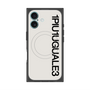 プレミアムスクエアケース with MagSafe［ 1PIU1UGUALE3 - ロゴ vertical - ホワイト ］