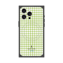 プレミアムスクエアケース with MagSafe［ Houndstooth Pattern Green with LANVIN en Bleu logo- ランバン 千鳥格子柄 グリーン ］
