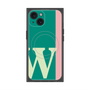 プレミアムスクエアケース with MagSafe［ オリジナル - initial color line - W green ］