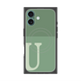 プレミアムスクエアケース with MagSafe［ オリジナル - initial two tone - U green ］