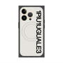 プレミアムスクエアケース with MagSafe［ 1PIU1UGUALE3 - ロゴ vertical - ホワイト ］