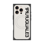 プレミアムスクエアケース with MagSafe［ 1PIU1UGUALE3 - ロゴ vertical - ホワイト ］