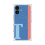 プレミアムスクエアケース with MagSafe［ オリジナル - initial color line - T blue ］