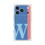 プレミアムスクエアケース with MagSafe［ オリジナル - initial color line - W blue ］