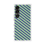 プレミアムスクエアケース with SnapMag［ Small Stripe - Navy × Green ］