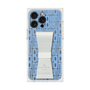 プレミアムスクエアケース LANVIN en Bleu - STAND & RING RIBBON［ LANVIN en Bleu - Logo Pattern - Blue ］