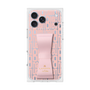 プレミアムスクエアケース LANVIN en Bleu - STAND & RING RIBBON［ LANVIN en Bleu - Logo Pattern - Pink ］
