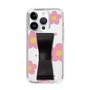 スリムプロテクションケース - STAND & RING RIBBON Black［ 内藤ルネ - RUNE Flower - Pink ］