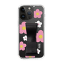 スリムプロテクションケース - STAND & RING RIBBON Black［ 内藤ルネ - RUNE Flower - Pink ］