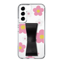 スリムプロテクションケース - STAND & RING RIBBON Black［ 内藤ルネ - RUNE Flower - Pink ］
