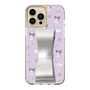 スリムプロテクションケース - STAND & RING RIBBON Silver［ クロミ - リボン - ガーリーフラワー ］